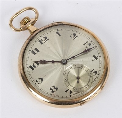 Lot 234 - A 9ct gold open faced pocket watch with...