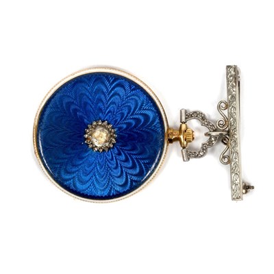 Lot 237 - A Cartier enamel and diamond pocket watch, the...