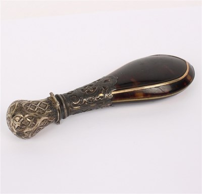 Lot 259 - A Victorian silver mounted tortoiseshell scent...