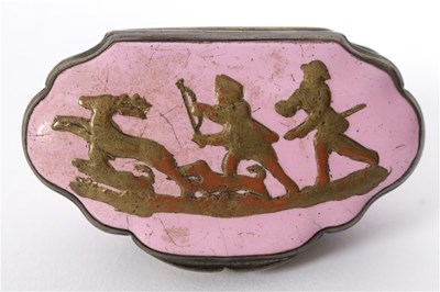 Lot 265 - A Bilston enamel box, the deer hunt, 8cm wide
