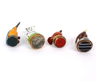 Lot 268 - Four Halcyon Days desk seals, modelled as...
