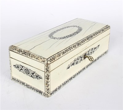 Lot 287 - A 19th Century rectangular ivory box with pen...