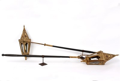 Lot 290 - A pair of gilt metal Gothic style processional...