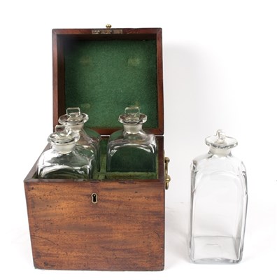 Lot 298 - A fitted Georgian mahogany decanter box,...