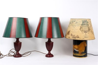 Lot 306 - A pair of vase-shaped table lamps and shades...