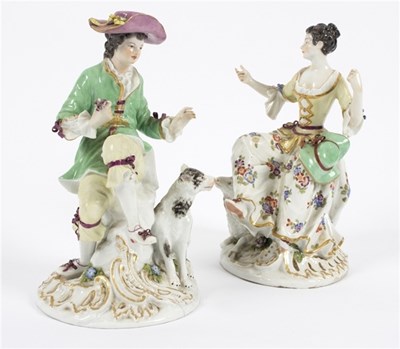 Lot 385 - A pair of Continental male and female figures,...