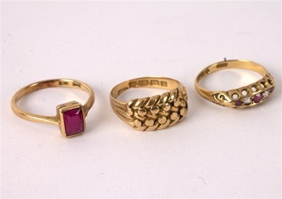 Lot 3 - A ruby and diamond five-stone ring, set in...