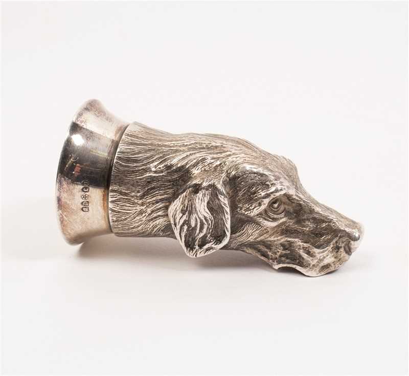 Lot 76 - A plated stirrup cup in the form of a...