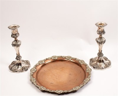 Lot 78 - A plated salver with applied borders, 31cm...