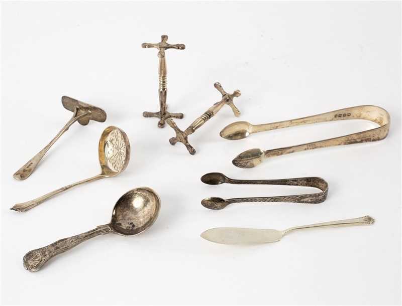 Lot 92 - A pair of William IV silver knife rests, WK,...