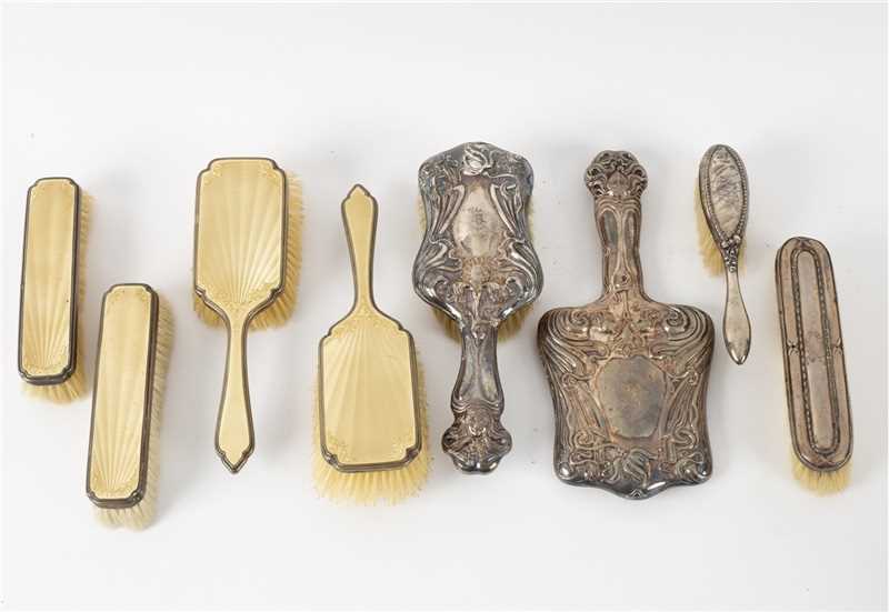 Lot 95 - Sundry silver backed part dressing table sets