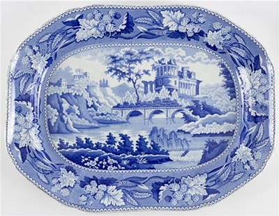 Lot 214 - A Clews meat plate printed with Romantic Ruins...