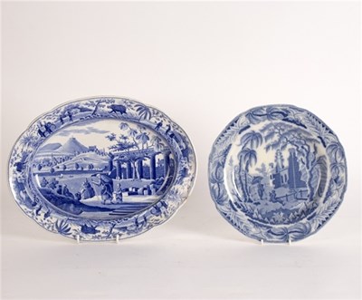 Lot 216 - A Spode oval dish printed with City of Corinth...