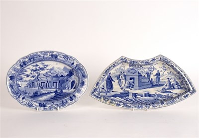 Lot 217 - A Spode small oval dish printed with Harbour...