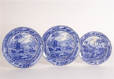 Lot 219 - Three Spode Indian sporting Series plates, two...