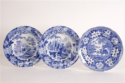Lot 222 - Two Don pottery soup plates printed with...