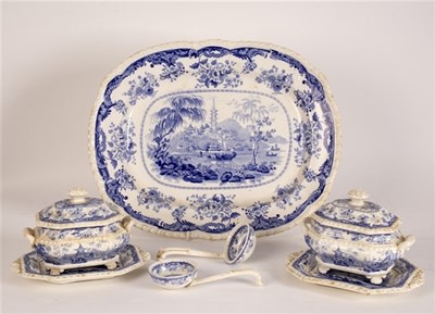 Lot 225 - A Minton Chinese Marine pattern meat plate and...
