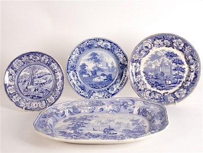 Lot 230 - A meat plate printed with Ripon Cathedral, a...