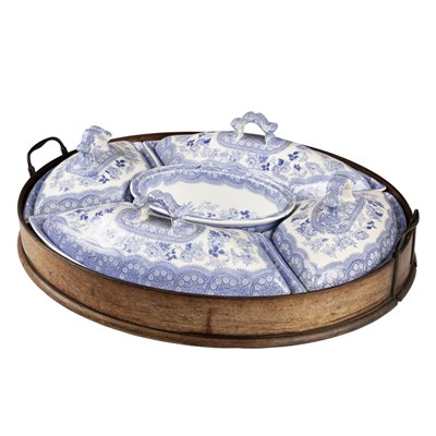 Lot 263 - A Staffordshire nine-piece supper set, Lace...