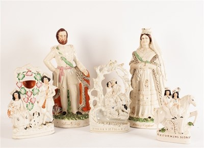 Lot 297 - A pair of named Staffordshire figures, Queen...
