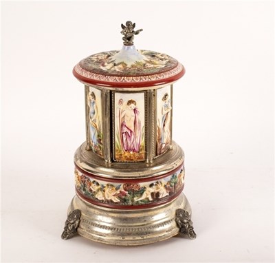 Lot 307 - A Capo di Monte style musical cigar dispenser,...
