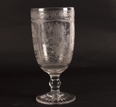 Lot 315 - An engraved celery glass on a circular star...