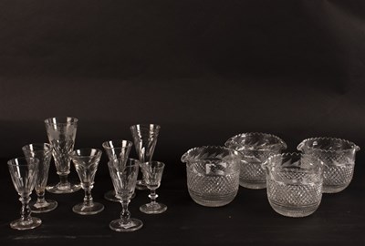 Lot 319 - A set of four wine rinsers with step and...