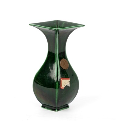 Lot 332 - A Chinese Qing green glazed vase of unusual...