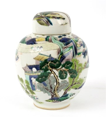 Lot 346 - A Chinese ginger jar and cover, label beneath...