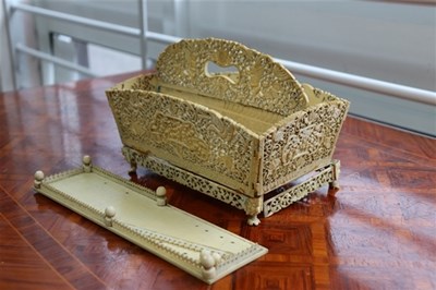 Lot 374 - A Cantonese 19th Century ivory tray profusely...