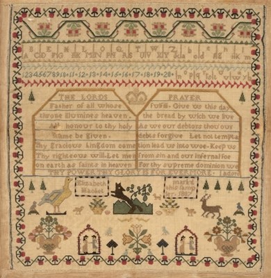 Lot 384 - A George III needlework sampler worked by...