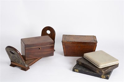 Lot 405 - Two 19th Century mahogany tea caddies, a...