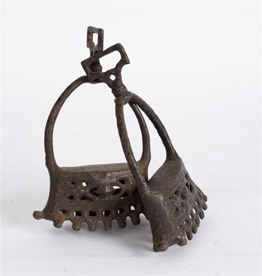 Lot 407 - A pair of early 19th Century iron stirrups,...
