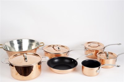 Lot 416 - Seven copper pans