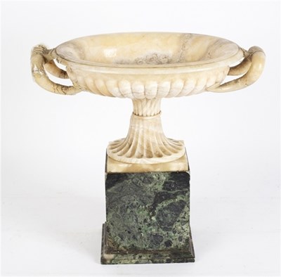 Lot 430 - A two-handled alabaster vase of Classical form,...