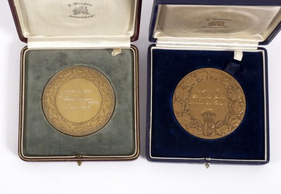 Lot 24 - A Belgian rowing bronze medallion, J Fenson,...