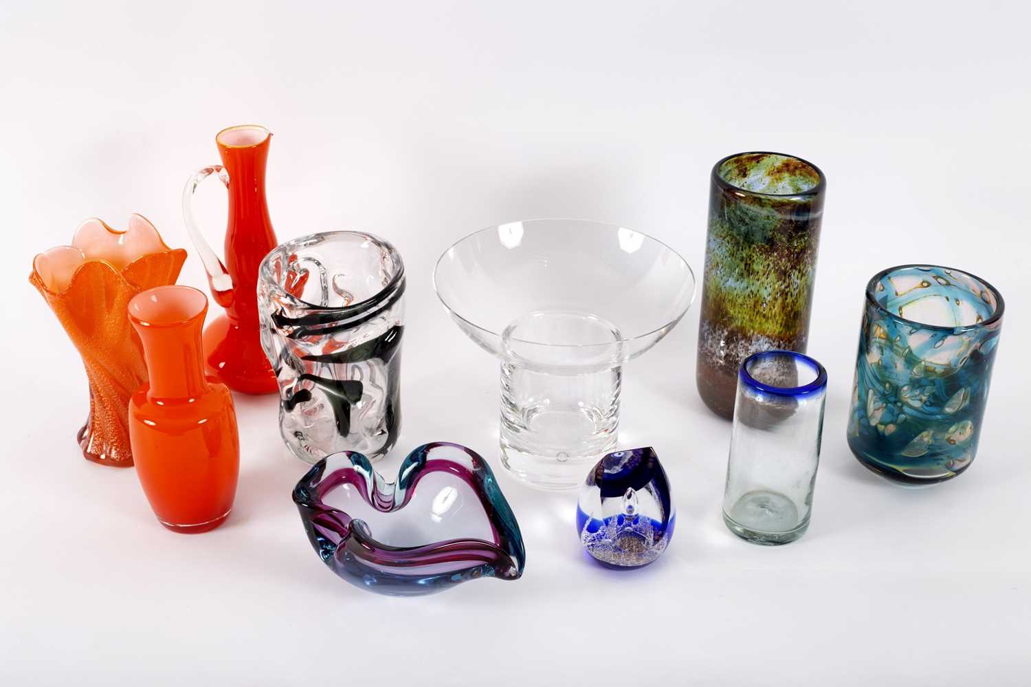 Lot 45 - Studio glass, ten pieces various including...