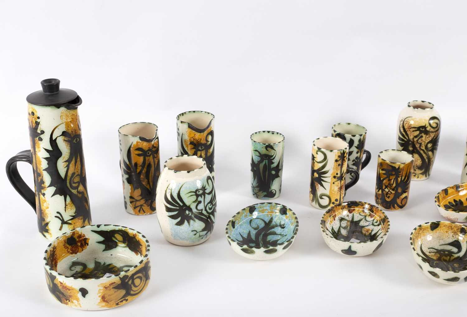 Lot 96 - Celtic Pottery, Newlyn Cornwall, a group of...