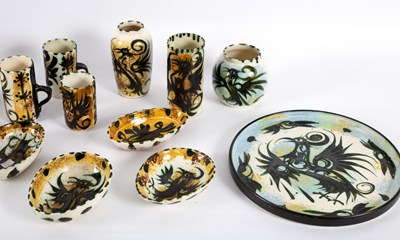 Lot 96 - Celtic Pottery, Newlyn Cornwall, a group of...