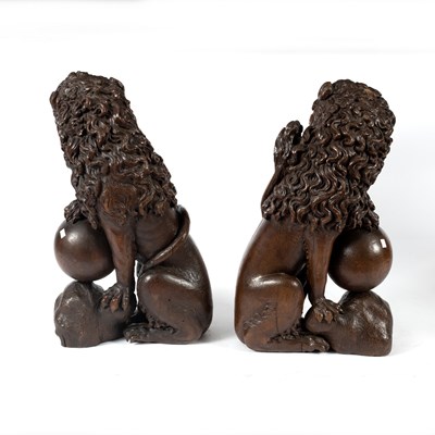 Lot 3 - A pair of Renaissance style carved oak seated...