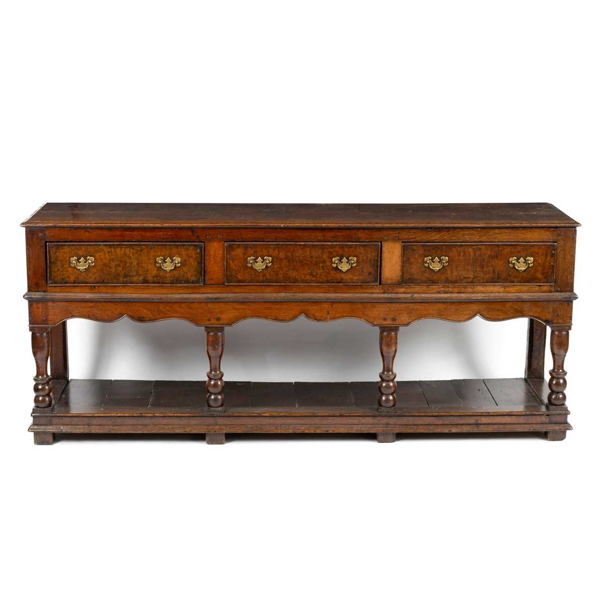 Lot 6 - An 18th Century oak and pollard oak dresser...