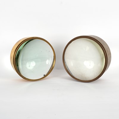 Lot 14 - Two circular brass mounted magnifying lenses,...