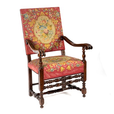 Lot 24 - A Franco-Flemish high back open armchair,...