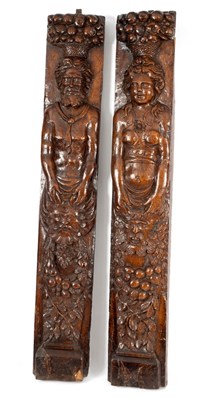 Lot 29 - A pair of French carved oak panels, 18th...