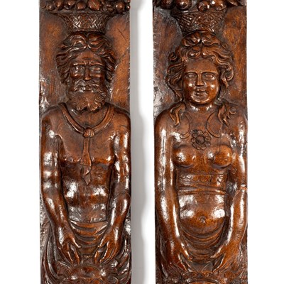 Lot 29 - A pair of French carved oak panels, 18th...