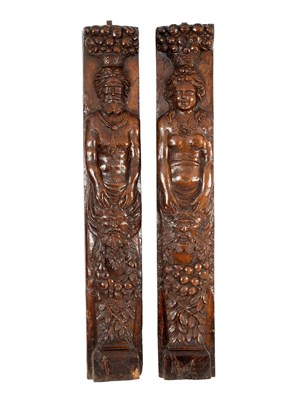 Lot 29 - A pair of French carved oak panels, 18th...