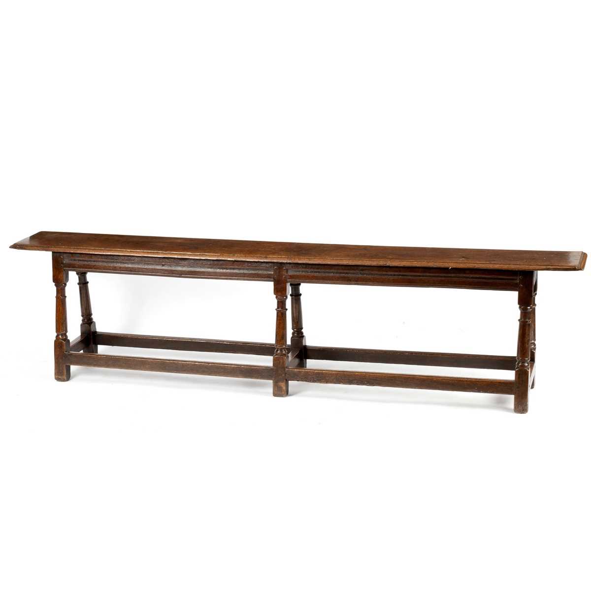 Lot 30 - An oak long bench, late 17th Century, the...