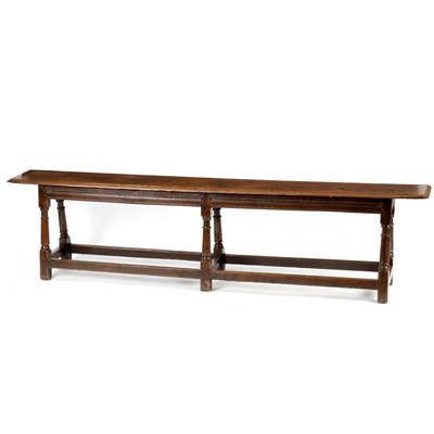 Lot 30 - An oak long bench, late 17th Century, the...