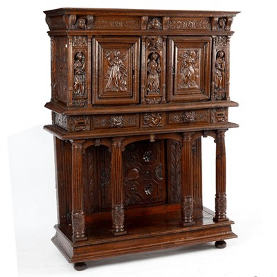 Lot 31 - A Flemish oak side cabinet, 16th Century and...