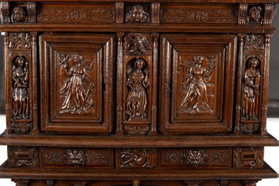 Lot 31 - A Flemish oak side cabinet, 16th Century and...